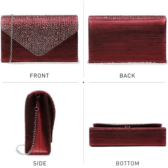 Glamorous Red/Burgundy Rhinestone Clutch Wristlet - Picture 3 of 6
